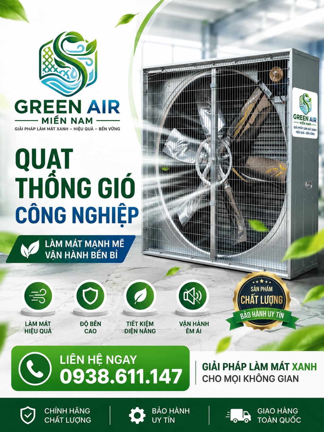 QUẠT THÔNG GIÓ CÔNG NGHIỆP GA-1000 – LƯU LƯỢNG GIÓ 35.000 m³/h – GIẢI PHÁP THÔNG GIÓ HIỆU SUẤT CAO CHO NHÀ XƯỞNG VÀ CÔNG TRÌNH CÔNG NGHIỆP