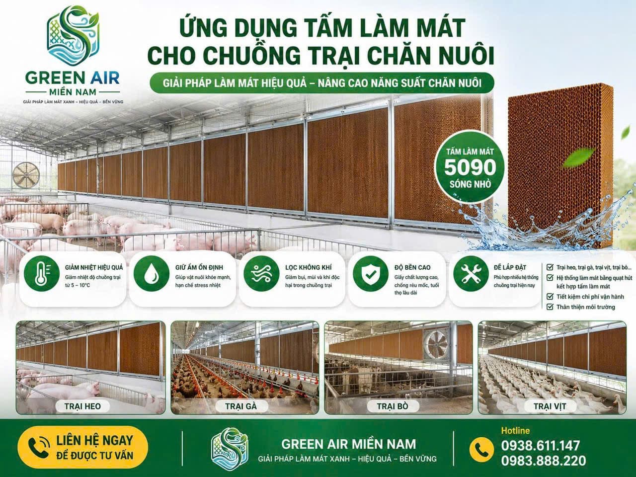 TẤM LÀM MÁT 5090 1000+30x900x100mm CHO QUẠT LÀM MÁT-AIR COOLER