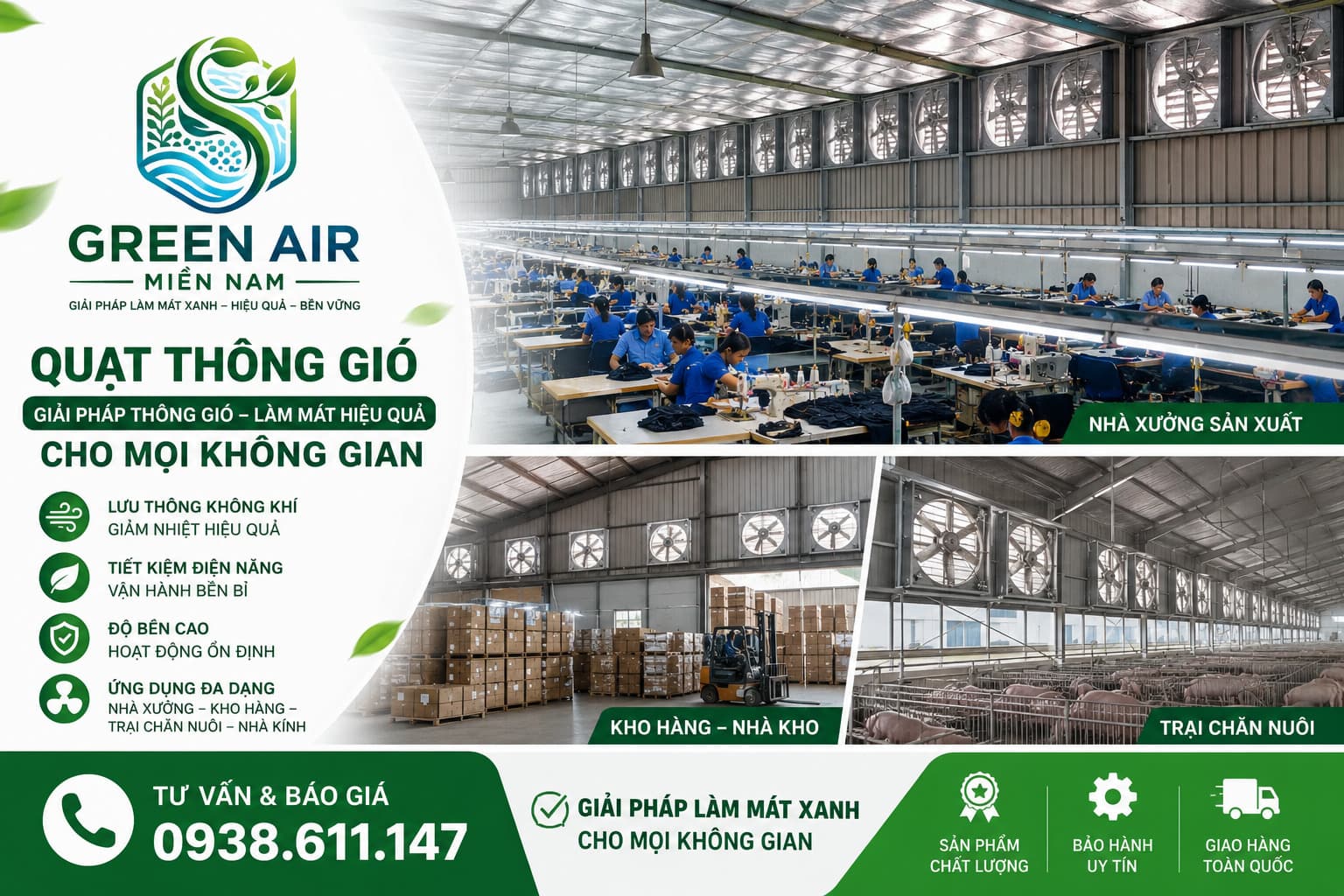 QUẠT THÔNG GIÓ CÔNG NGHIỆP GA-1220 – LƯU LƯỢNG GIÓ 44.500 m³/h – GIẢI PHÁP THÔNG GIÓ CÔNG SUẤT LỚN CHO NHÀ XƯỞNG VÀ HỆ THỐNG LÀM MÁT CÔNG NGHIỆP